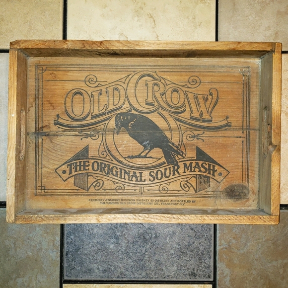 Vintage Old Crow Wooden Tray/ Decor
